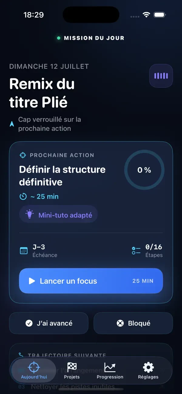 FinishPilot — Mission du jour