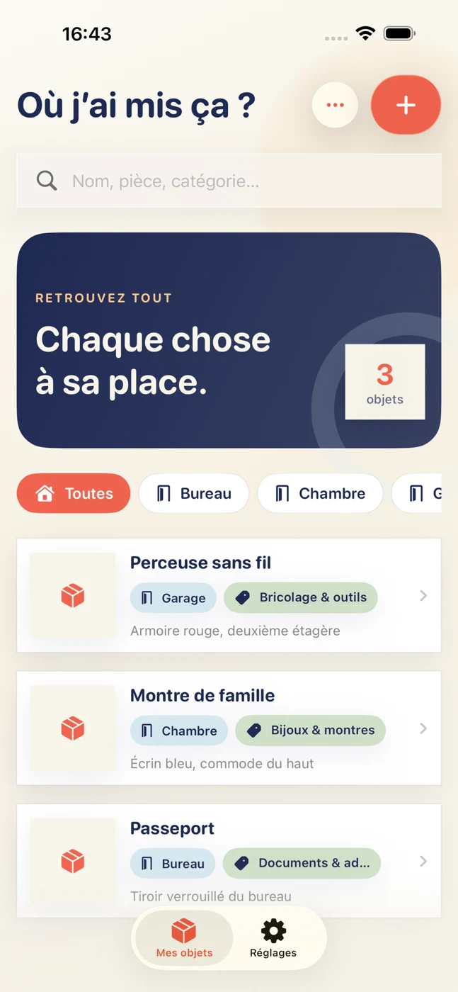 Où j’ai mis ça ? — Inventaire