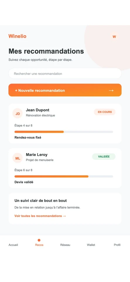 Winelio — Recommandations